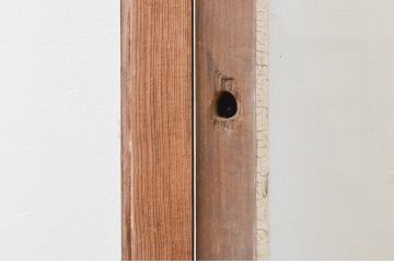 アンティーク建具　経年を感じさせる古い木味が魅力のガラス戸2枚セット(引き戸)(R-067358)