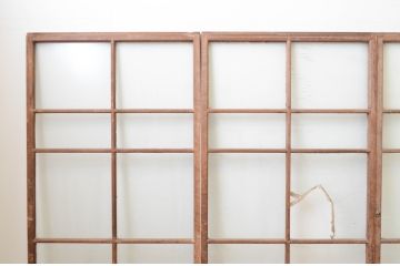 アンティーク建具　経年を感じさせる古い木味が魅力のガラス戸4枚セット(引き戸)(R-067359)