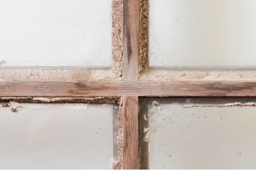 アンティーク建具　経年を感じさせる古い木味が魅力のガラス戸4枚セット(引き戸)(R-067359)