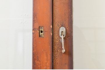 アンティーク建具　シンプルなデザインの大判ガラス戸3枚セット(引き戸)(R-067360)
