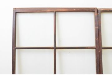 アンティーク建具　シンプルなデザインが魅力のガラス戸2枚セット(引き戸)(R-067361)
