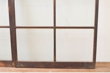 アンティーク建具　シンプルなデザインが魅力のガラス戸2枚セット(引き戸)(R-067361)