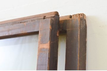 アンティーク建具　シンプルなデザインが魅力のガラス戸2枚セット(引き戸)(R-067361)