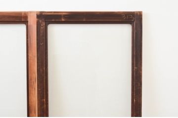 アンティーク建具　経年を感じさせる古い木味が魅力な大判ガラス戸3枚セット(引き戸)(R-067362)