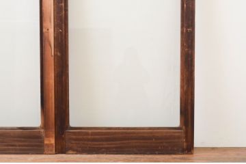 アンティーク建具　経年を感じさせる古い木味が魅力な大判ガラス戸3枚セット(引き戸)(R-067362)