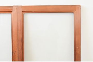 アンティーク建具　経年を感じさせる古い木味が魅力な大判ガラス戸3枚セット(引き戸)(R-067362)