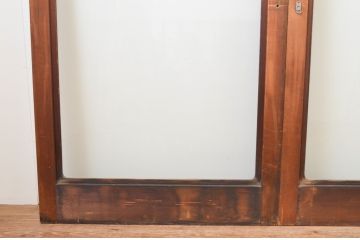 アンティーク建具　経年を感じさせる古い木味が魅力な大判ガラス戸3枚セット(引き戸)(R-067362)