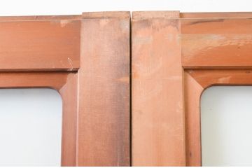 アンティーク建具　経年を感じさせる古い木味が魅力な大判ガラス戸3枚セット(引き戸)(R-067362)