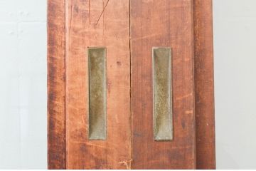 アンティーク建具　経年を感じさせる古い木味が魅力な大判ガラス戸3枚セット(引き戸)(R-067362)