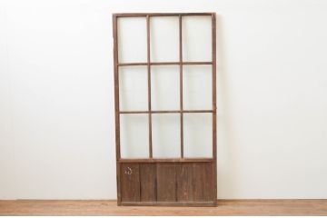アンティーク建具　木の風合いが味わい深いガラス扉1枚(木製扉、ドア)(R-067364)
