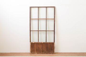 アンティーク建具　木の風合いが味わい深いガラス扉1枚(木製扉、ドア)(R-067364)
