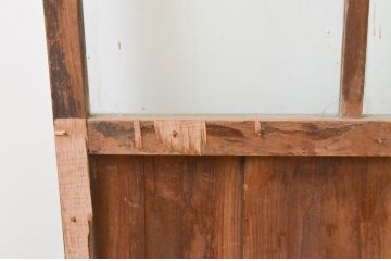 アンティーク建具　木の風合いが味わい深いガラス扉1枚(木製扉、ドア)(R-067364)