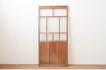 アンティーク建具　大正ロマン　古い木味が魅力のガラス扉1枚(木製扉、ドア)(R-067365)