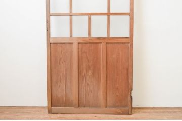 アンティーク建具　大正ロマン　古い木味が魅力のガラス扉1枚(木製扉、ドア)(R-067365)
