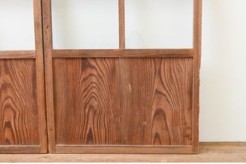アンティーク建具　古い木味が趣を感じさせるガラス戸2枚セット(引き戸)(R-067366)