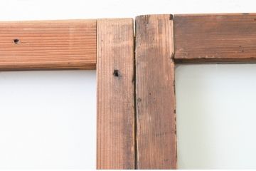 アンティーク建具　古い木味が趣を感じさせるガラス戸2枚セット(引き戸)(R-067366)