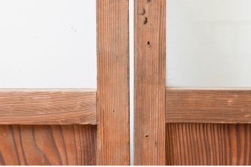 アンティーク建具　古い木味が趣を感じさせるガラス戸2枚セット(引き戸)(R-067366)