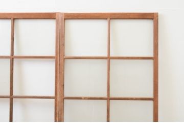 アンティーク建具　経年を感じさせる木味が味わい深いガラス戸3枚セット(引き戸)(R-067369)