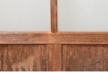 アンティーク建具　経年を感じさせる木味が味わい深いガラス戸3枚セット(引き戸)(R-067369)