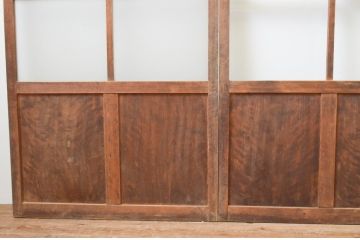 アンティーク建具　経年を感じさせる木味が味わい深いガラス戸3枚セット(引き戸)(R-067369)
