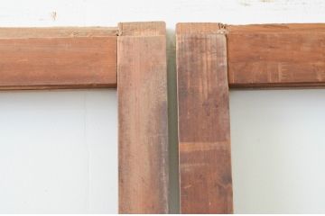 アンティーク建具　経年を感じさせる木味が味わい深いガラス戸3枚セット(引き戸)(R-067369)