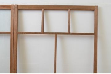 アンティーク建具　結霜ガラス入り　ノスタルジックな雰囲気漂う幅広ガラス戸2枚セット(引き戸)(R-067371)