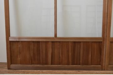 アンティーク建具　結霜ガラス入り　ノスタルジックな雰囲気漂う幅広ガラス戸2枚セット(引き戸)(R-067371)