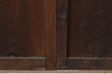 アンティーク建具　経年を感じさせる木味が魅力のガラス戸2枚セット(引き戸)(R-067374)