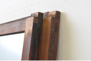 アンティーク建具　経年を感じさせる木味が魅力のガラス戸2枚セット(引き戸)(R-067374)