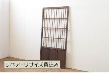 アンティーク建具　経年を感じる風合いが魅力の鉄格子入り引き戸1枚(引き戸、建具)(R‐067375)