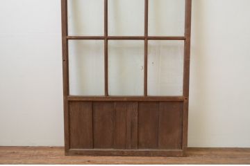アンティーク建具　経年を感じさせる木味が味わい深いマス目(升目)のガラス戸1枚(引き戸、ガラス戸)(R‐067379)