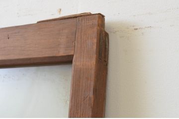 アンティーク建具　経年を感じさせる木味が味わい深いマス目(升目)のガラス戸1枚(引き戸、ガラス戸)(R‐067379)