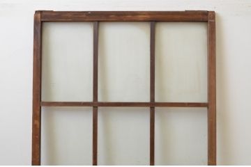 アンティーク建具　経年を感じさせる木味が味わい深いマス目(升目)のガラス戸1枚(引き戸、ガラス戸)(R‐067379)