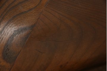 和製アンティーク　極厚天板　総欅(ケヤキ)材　趣ある佇まいが目を引く重厚な関西火鉢(囲炉裏テーブル、長火鉢、木製火鉢、座卓)(R-067381)