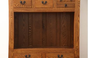 中古　超美品　新古未使用品　品のある佇まいが美しい水屋箪笥(飾り棚、違い棚、キャビネット、収納棚、戸棚、茶箪笥、茶棚)(定価約55万円)(R-067432)