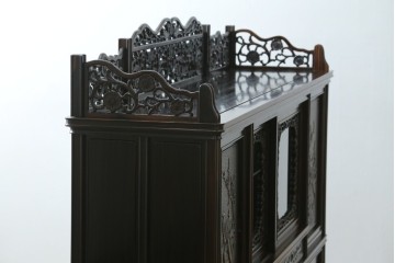 和製ビンテージ　黒檀(黒タン、コクタン、唐木)材　重厚な佇まいが魅力のサイドボード　定価約160万円　(R-067434)