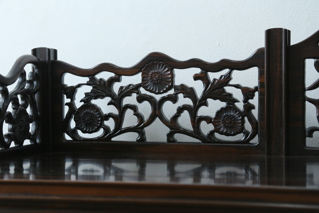 和製ビンテージ　黒檀(黒タン、コクタン、唐木)材　重厚な佇まいが魅力のサイドボード　定価約160万円　(R-067434)