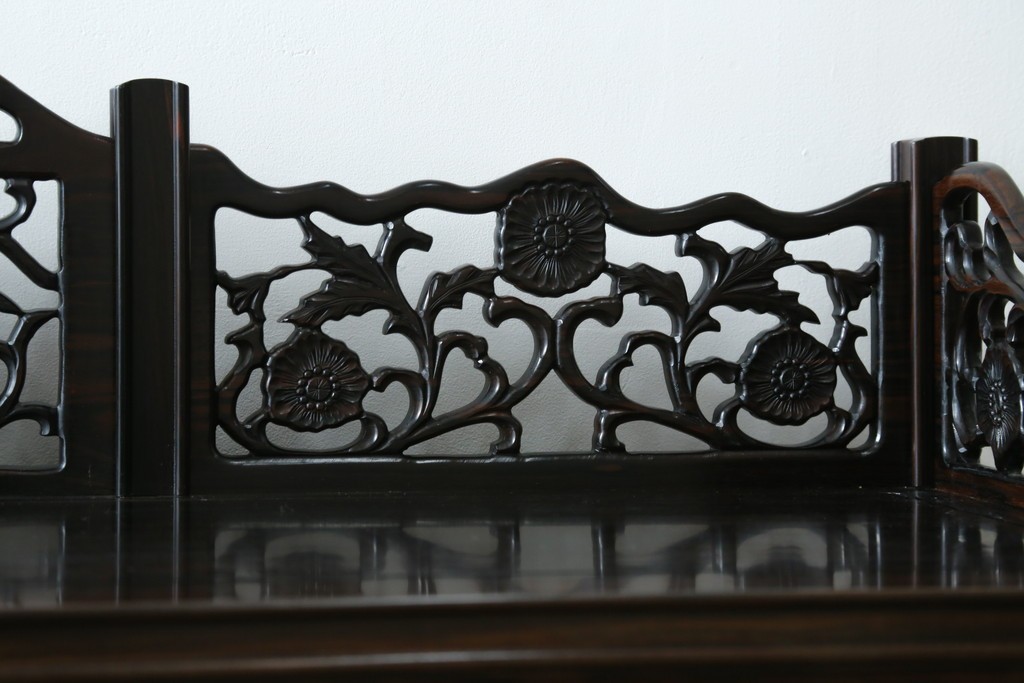 和製ビンテージ　黒檀(黒タン、コクタン、唐木)材　重厚な佇まいが魅力のサイドボード　定価約160万円　(R-067434)