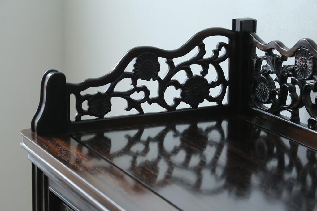 和製ビンテージ　黒檀(黒タン、コクタン、唐木)材　重厚な佇まいが魅力のサイドボード　定価約160万円　(R-067434)