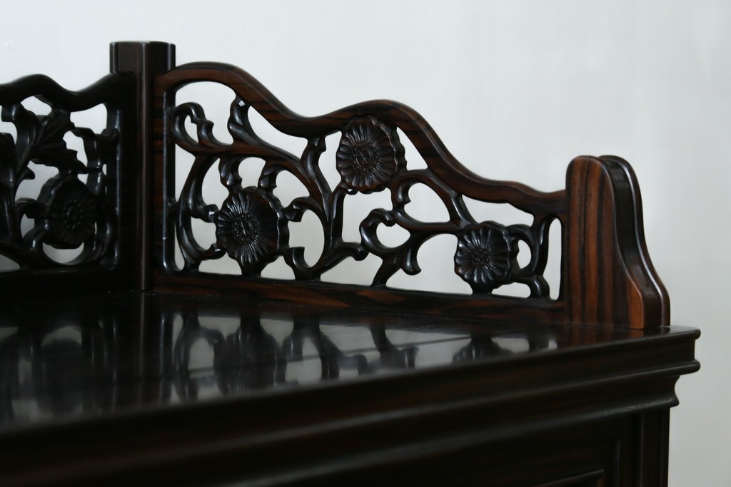 和製ビンテージ　黒檀(黒タン、コクタン、唐木)材　重厚な佇まいが魅力のサイドボード　定価約160万円　(R-067434)