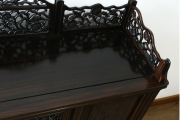 和製ビンテージ　黒檀(黒タン、コクタン、唐木)材　重厚な佇まいが魅力のサイドボード　定価約160万円　(R-067434)