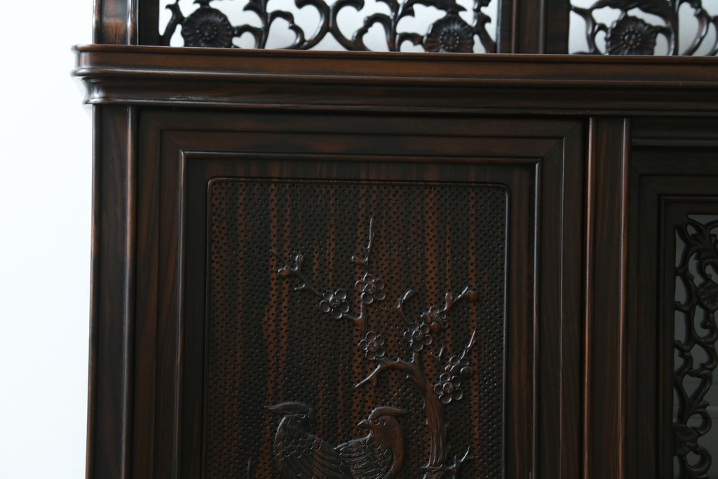 和製ビンテージ　黒檀(黒タン、コクタン、唐木)材　重厚な佇まいが魅力のサイドボード　定価約160万円　(R-067434)