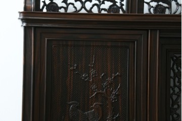 和製ビンテージ　黒檀(黒タン、コクタン、唐木)材　重厚な佇まいが魅力のサイドボード　定価約160万円　(R-067434)