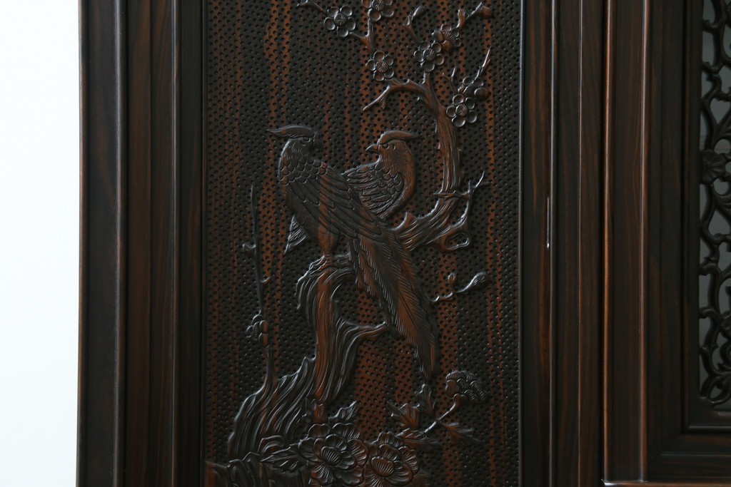 和製ビンテージ　黒檀(黒タン、コクタン、唐木)材　重厚な佇まいが魅力のサイドボード　定価約160万円　(R-067434)