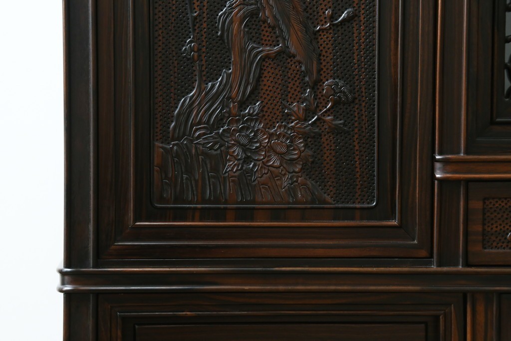 和製ビンテージ　黒檀(黒タン、コクタン、唐木)材　重厚な佇まいが魅力のサイドボード　定価約160万円　(R-067434)