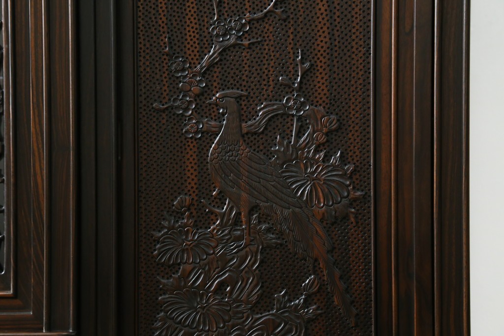 和製ビンテージ　黒檀(黒タン、コクタン、唐木)材　重厚な佇まいが魅力のサイドボード　定価約160万円　(R-067434)