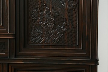 和製ビンテージ　黒檀(黒タン、コクタン、唐木)材　重厚な佇まいが魅力のサイドボード　定価約160万円　(R-067434)