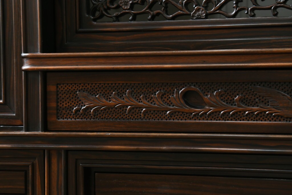 和製ビンテージ　黒檀(黒タン、コクタン、唐木)材　重厚な佇まいが魅力のサイドボード　定価約160万円　(R-067434)