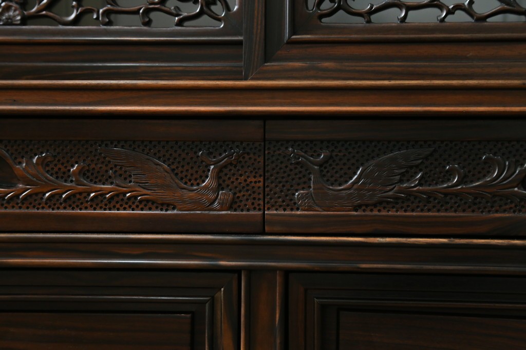 和製ビンテージ　黒檀(黒タン、コクタン、唐木)材　重厚な佇まいが魅力のサイドボード　定価約160万円　(R-067434)