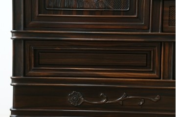 和製ビンテージ　黒檀(黒タン、コクタン、唐木)材　重厚な佇まいが魅力のサイドボード　定価約160万円　(R-067434)